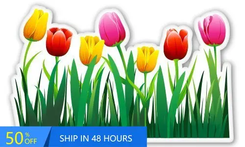 Tulips Funny Boat Walls Bumper Camper Van Waterproof Vinyl Decal Sticker Trendy Cool Aesthetic