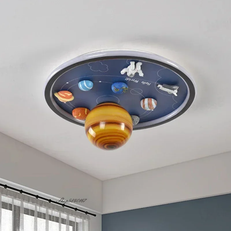 Astronaut Space Planet Ceiling Lights Dreamy Kids Children Bedroom Led Ceiling Lamp Decor Diorama 3D Galaxy Led Light Fixtures