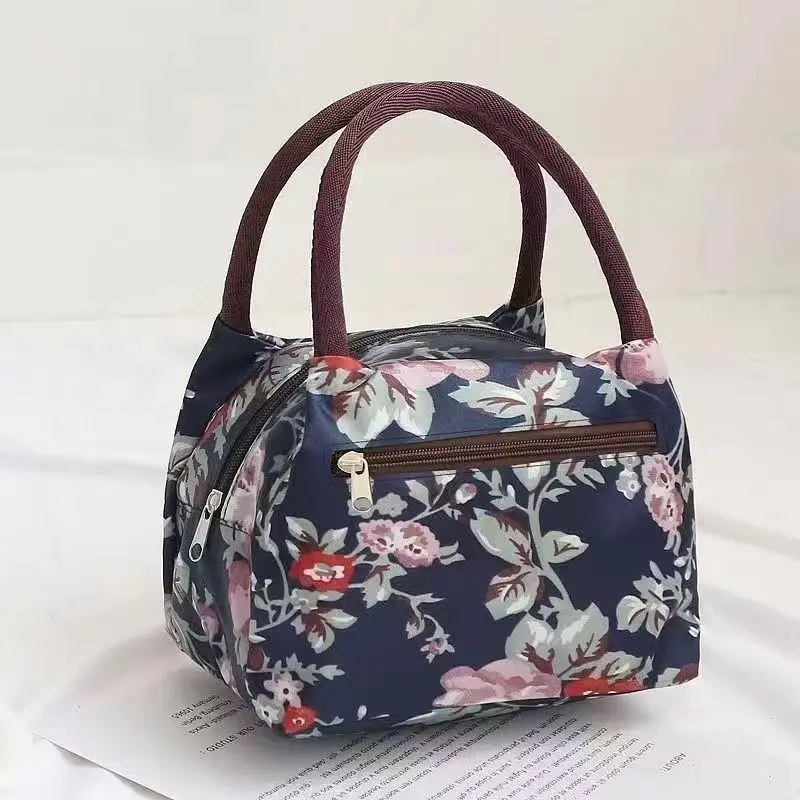 thickened-waterproof-oxford-lunch-box-canvas-handbag-floral-casual-women's-handheld-bag-tote-bag-storage-organizer