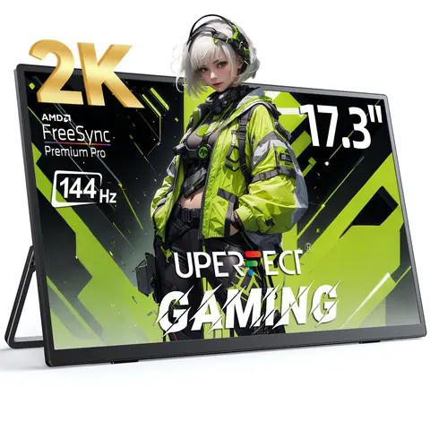 UPERFECT 2K 144Hz Portable Monitor 17.3 Inch 2560x1440 QHD Gaming Travel Display For Laptop HDR IPS Screen With VESA Cover Stand