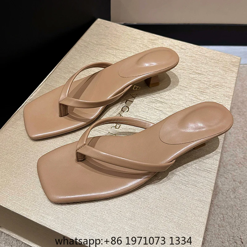 Summer Women Clip Toe Slippers Comfort Low Heel Slides Shoes Ladies Casual Dress Street Style Sandalis