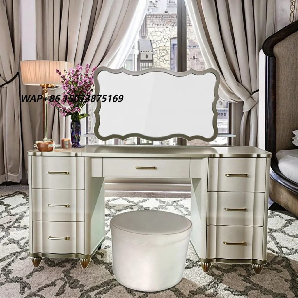 Factory Wholesale Price Luxury Furniture Rectangle Wood Dressing Table With Drawers for Home Office Bedroom