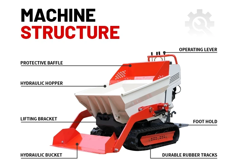 Euro 5 Hydraulischer Mini-Dumper CE-Standard 500 kg Ladekapazität Kleiner Kipper für Landwirtschaft und Gartenbau – Detail 6