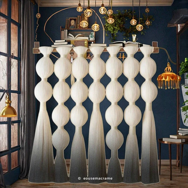 

Luxury Boho Macrame Wall Art Curtain Style Handmade Cotton Rope Tapestry for Hotel Wedding Backdrop Decor