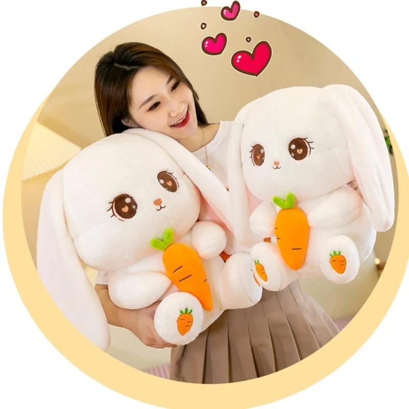 دمية أرنب محشوة ناعمة من القطيفة على شكل أرنب للنوم واللعب ديكورات منزلية 15UB #2