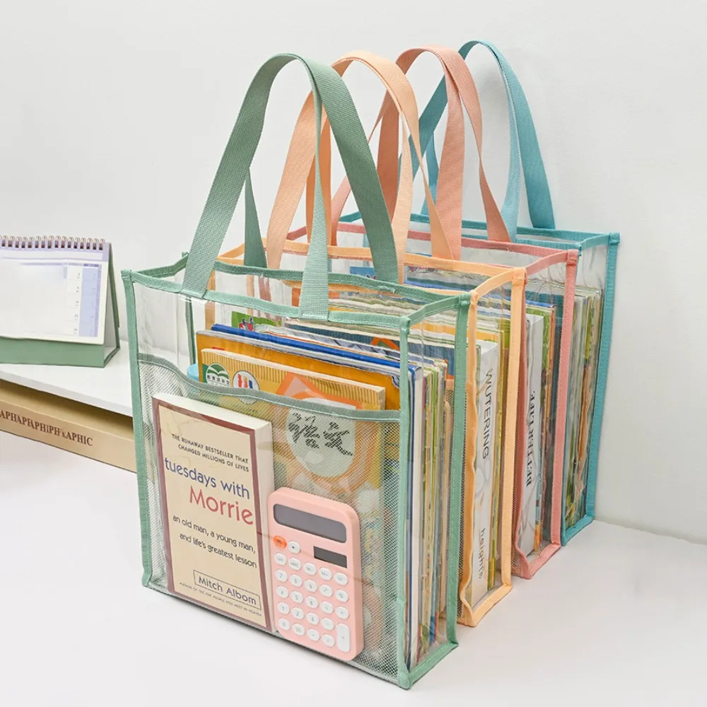 Sac à Documents Transparent Multifonctionnel en Poudres PVC, Épais, Grande Capacité, Fournitures Scolaires et de Bureau, Nouvelle Collection