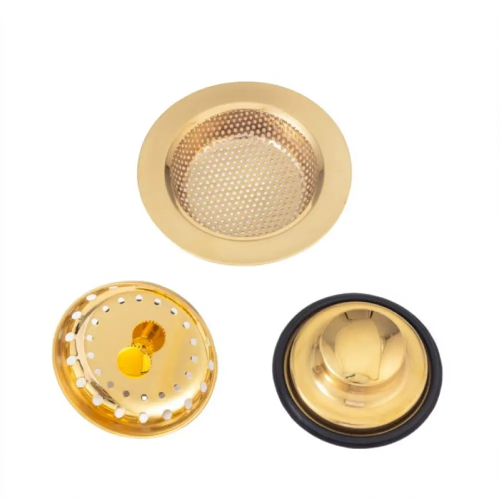 Kitchen Sink Strainer Gold Stainless Steel Drain Stopper Filter Basket Catcher Anti Clog Plug For Basin Water Disposal