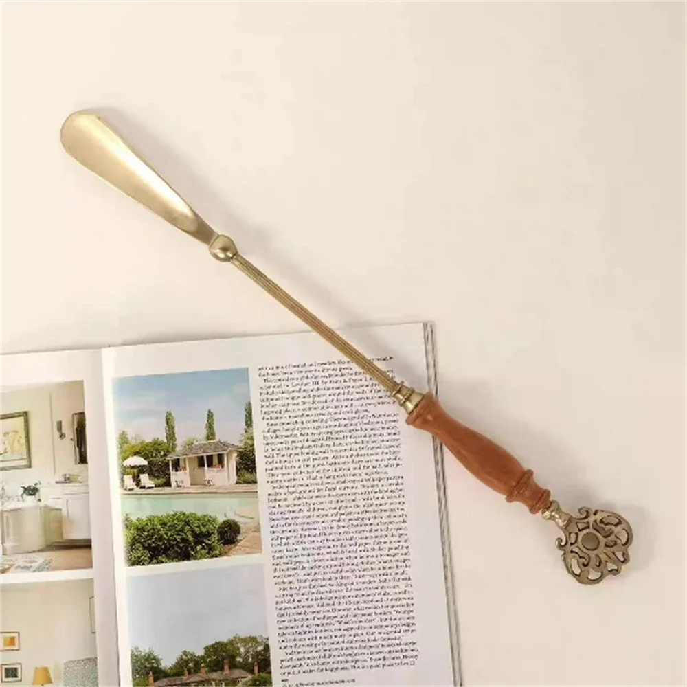 American Brass Shoehorn Creative Solid Wood Long Handle Shoehorn Household Bedroom Shoe Lift  Home Decoration Ornaments