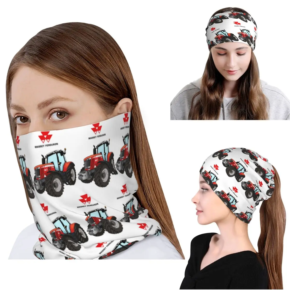 

Massey Ferguson Tractor Red Tractor Bandana Neck Gaiter Magic Scarf Multifunction Headband Beanies Hat Unisex Adult Breathable