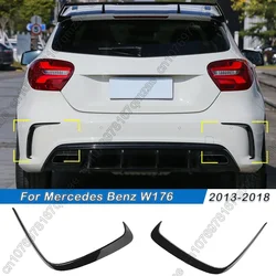 For Mercedes Benz W176 A200 A250 A45 AMG 2013-2018 Hatchback Gloss Black Rear Bumper Lip Spoiler Side Canards Splitter Body Kit