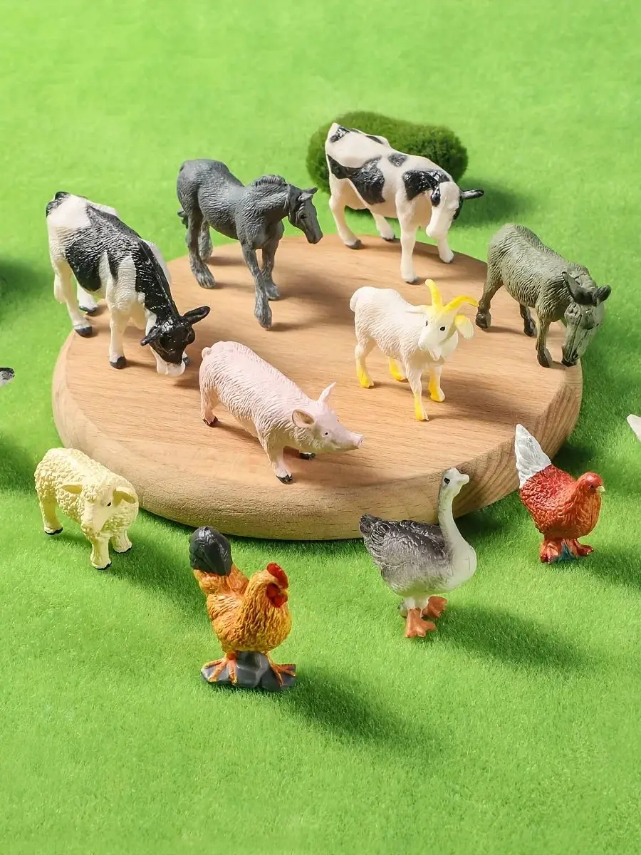 Small Farm Wild Animal Model Lion Tiger Sheep Pig Dog Action Figures PVC Lovely Miniature Playset Education Kid Toys Gift