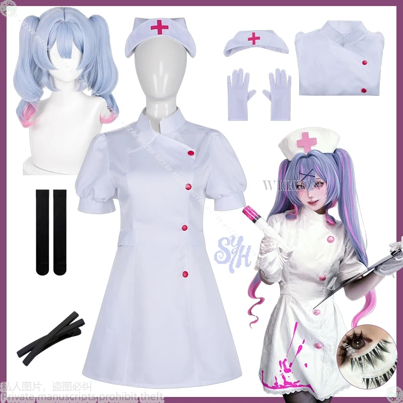

Rabbit Hole Sexy Nurse Uniform Mikuuu Cosplay Game Project Sekai Anime Costume Jirai Kei Mini Dress Hat Sweet Halloween Party