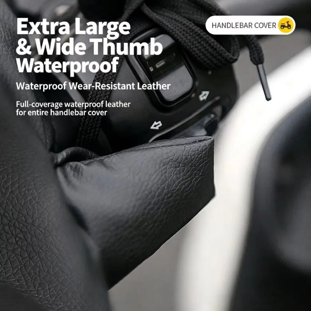 Waterproof Winter Warm Motorcycle Handlebar Cover Plush Scooter Hand Muffs Reflective Thermal Bike Handlebar Gloves for E-Bike