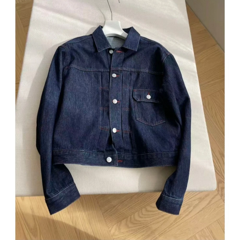 

Autumn Red Line Original Color Denim Jacket