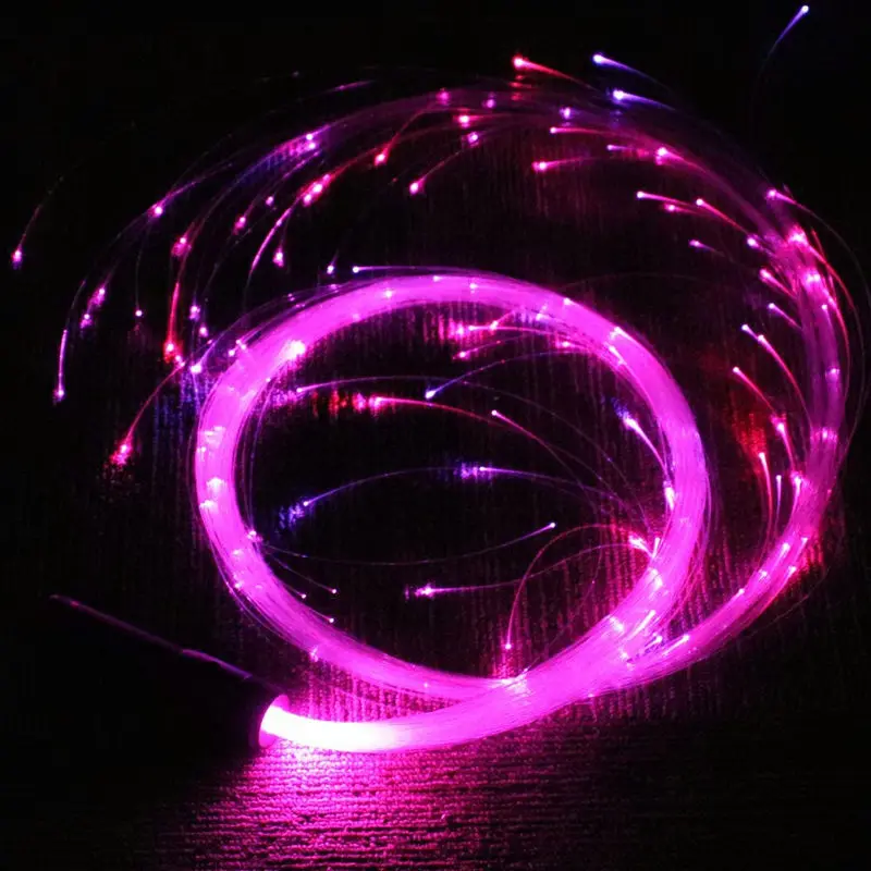 

USB Rechargeable 130pcs ends LED Optic Dancing Fiber Whip Light-up Whips Flash rope Props Light show Rave EDM Music Flow Toy