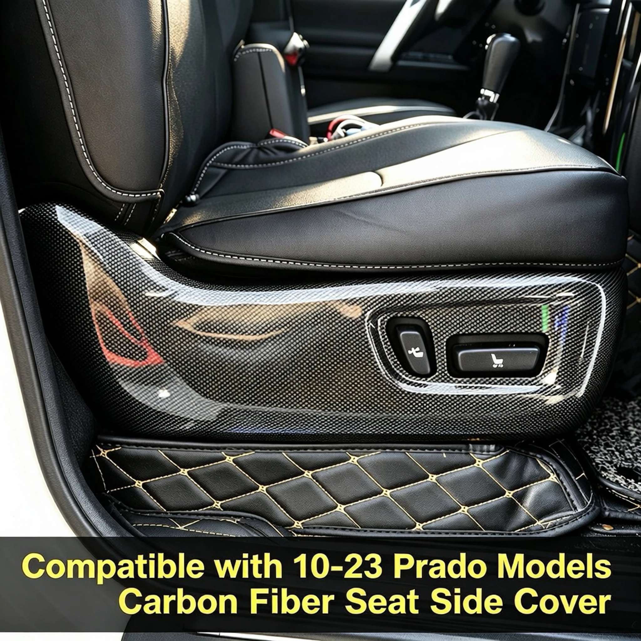 2pcs/set Seat Side Cover Sticker Carbon Fiber For Toyota Prado Land Cruiser 150 Car Styling Car Accessory
