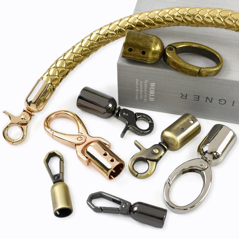 2/4/10Pcs Metal Buckles Bags Tassel Cap Clip Stopper Clasp Bag Handle Strap End Tip Trigger Snap Hook Leather Craft Accessories view 6
