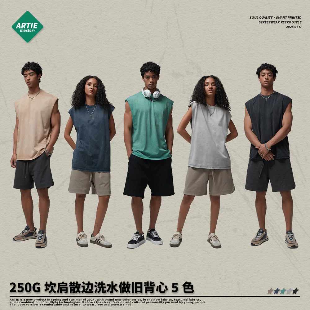 

2024 Summer Tank Top Distressed T-shirts For Men Hip Hop Punk Y2k T Shirts Vintage Sleeveless Men's Clothing Gym Male Clothes