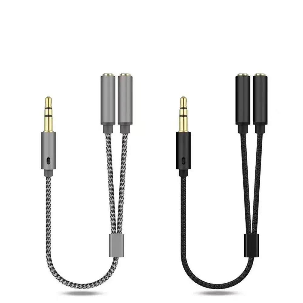 Weaving 3.5mm Headphone Adapter With 1/2 Splitter To Extend Audio, Phone, Computer, Speaker, Couple Sharing
