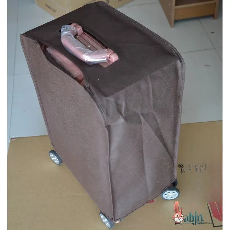 Thick Non-Woven Fabric Luggage Cover Protective Sleeve for Carry-On Suitcase Travel Bag Dustproof Cover in Coffee Color
