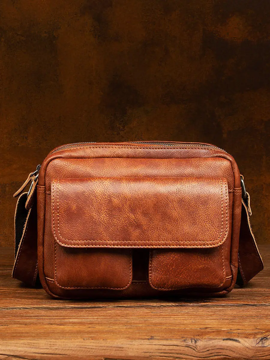 Bolsa de Ombro de Couro Genuíno para Homens, Bolsa Mensageiro Exterior, Designer Casual, Bolsa Pós Luxo, de Alta Qualidade, Luxo