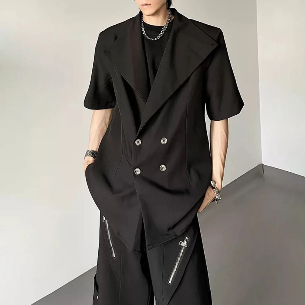 Men Deconstructed Padded Shoulder Casual Jacket Streetwear Trendy Niche Lightweight Nightclub Stage Top Men'S Clothing 2026 New