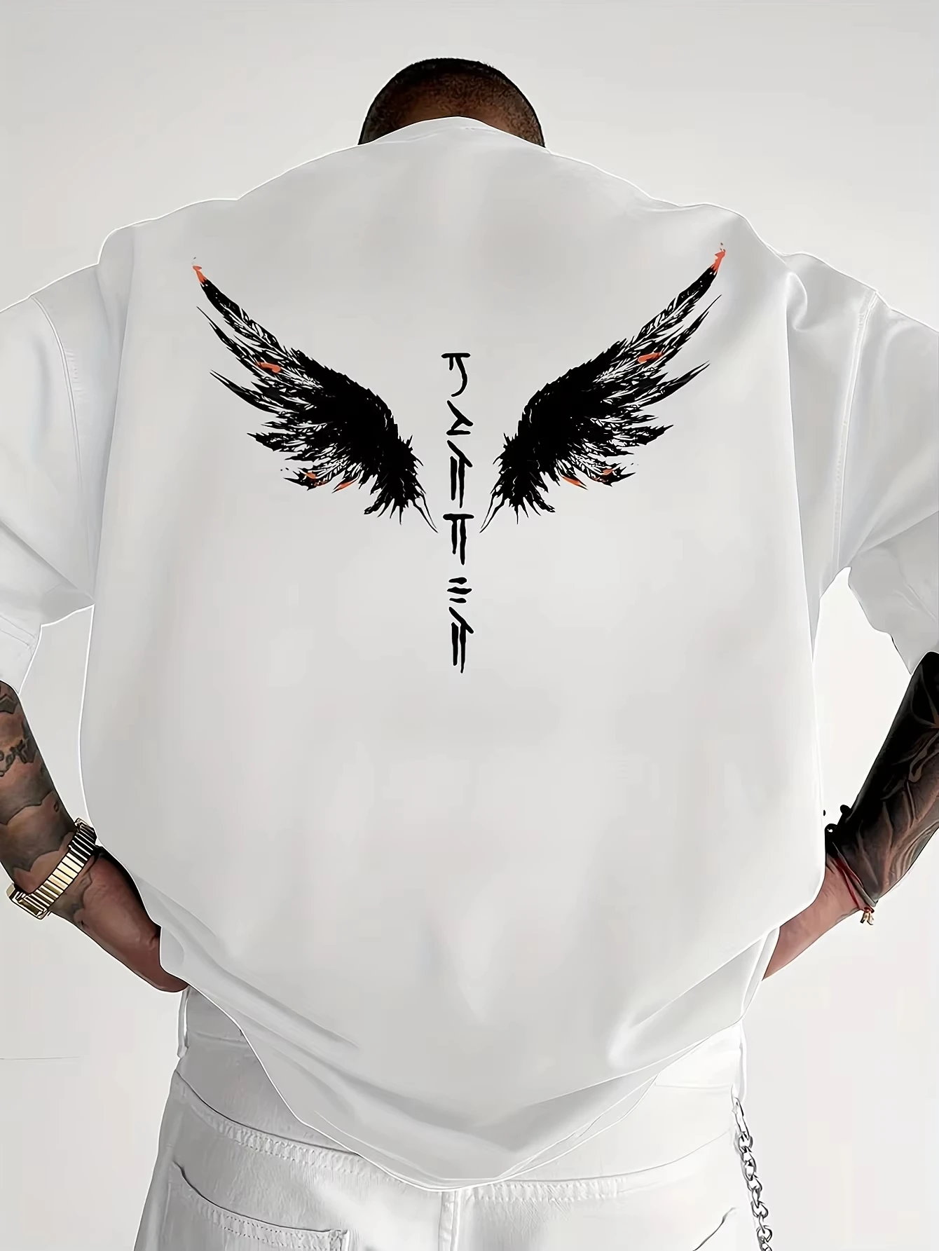 2026 Minimalist Men's Summer New Wing Letter Print Soft and Breathable Round Neck T-shirt Outdoor Street Fashion Top Kids