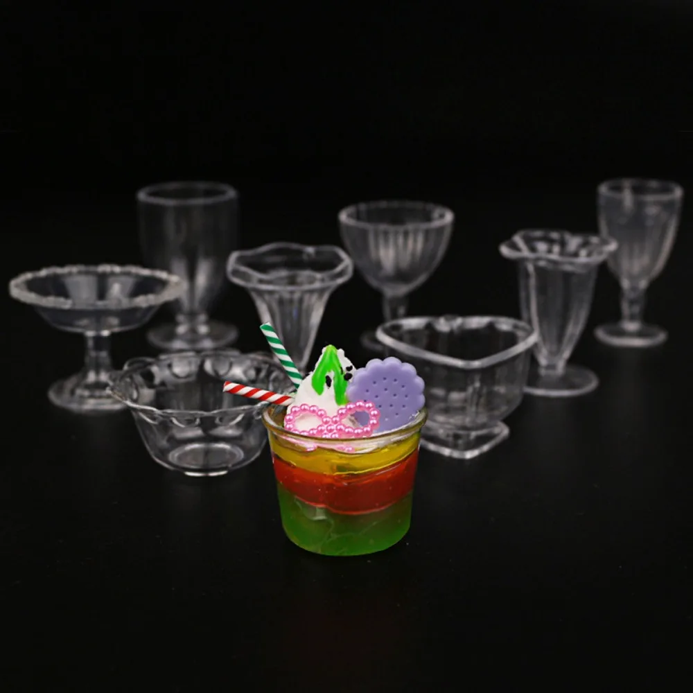 17PCS/Set Model Toy DIY Pretend Play Kitchenware Toy Transparent Plastic Dollhouse Mini Tableware 1:12 Dollhouse Mini Cups