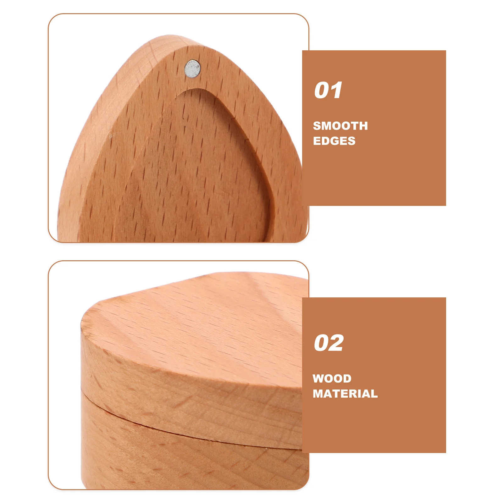 Wooden Guitar Solid Wood Storage Organizer Case for Acoustic Electric Guitar Picks Players Gift