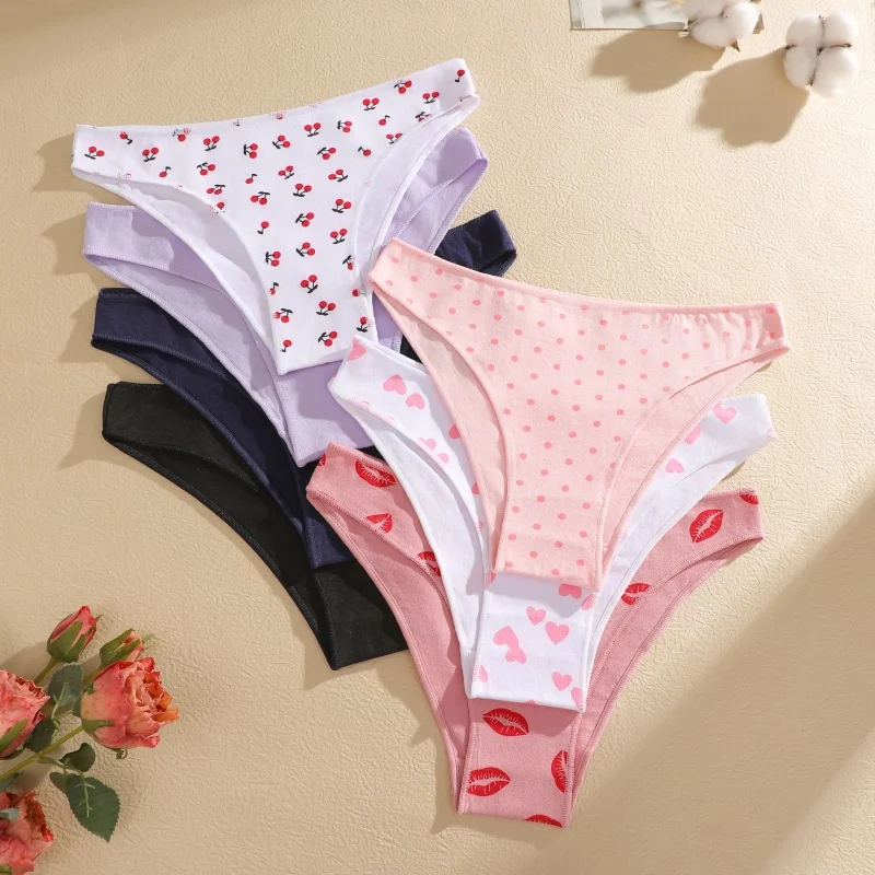 4-teiliges Set Damen Baumwoll-Slips Sexy Niedriggeschnittene Unterhosen Atmungsaktive Unterwäsche für Frauen Dehnbare Slips in Unifarben – Detail 30