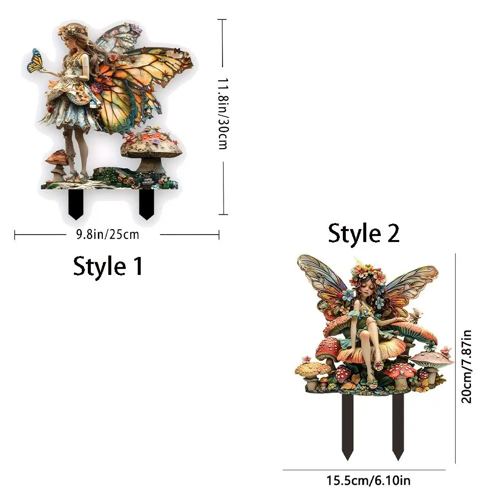 รูปปั้นนางฟ้าอะคริลิคขนาดเล็ก ตกแต่งสวน ติดพื้น กันน้ำ น่ารัก รูปปั้นนางฟ้าดอกไม้ สำหรับตกแต่งสนามหญ้า