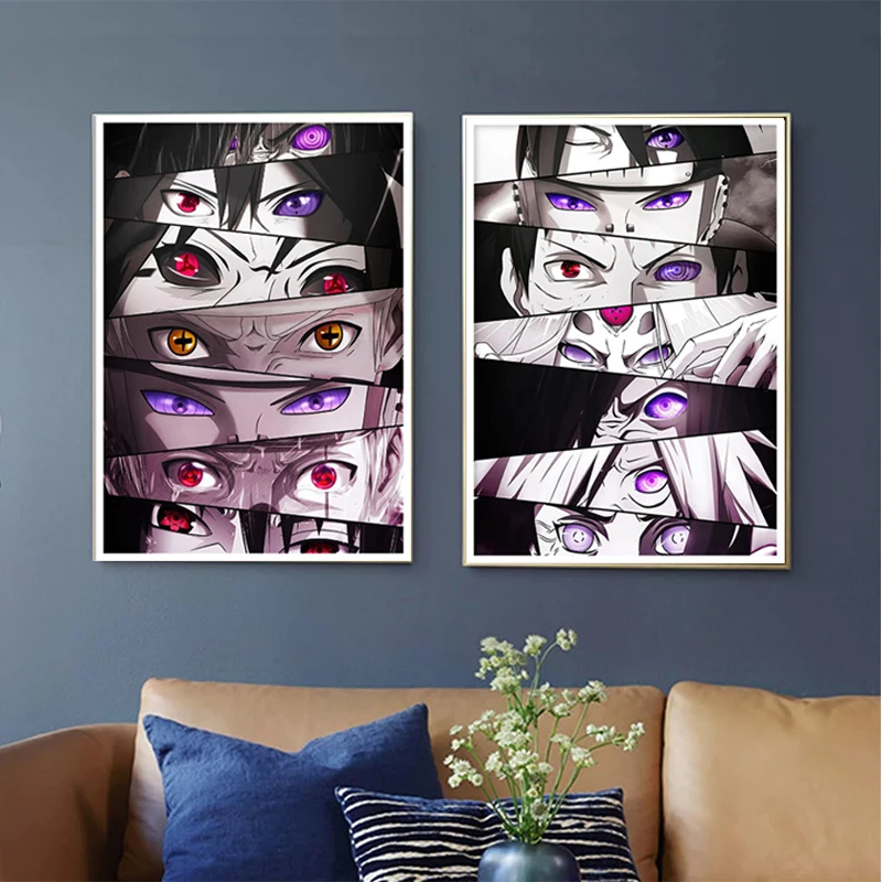 Japonia Anime urządzenia peryferyjne Anime Naruto plakat Mural płótno malarstwo Cartoon rysunek Sasuke Kakashi Wall Art Kids Gift Decor Cuadros