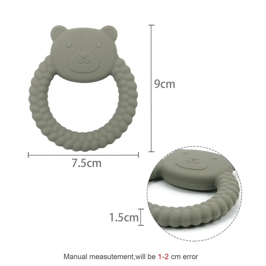 Desenhos animados urso bebê mordedor brinquedo silicone macio pulseira, recém-nascido alimentação brinquedo mastigação molar cuidados acessórios, 1pc