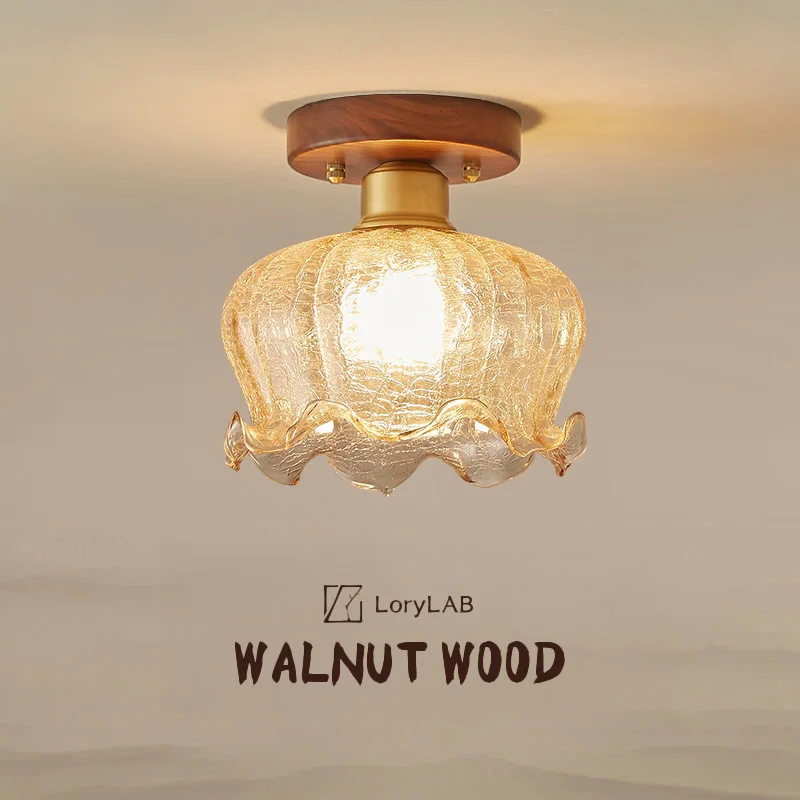 

Medieval-style entrance hall chandelier, luxurious and exquisite walnut wardrobe room balcony ceiling light