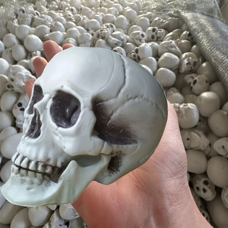 Хэллоуин пластиковый реалистичный декор скелета ужас реквизит светятся в темноте подвесная голова скелета для украшения жуткого дома и вечеринки