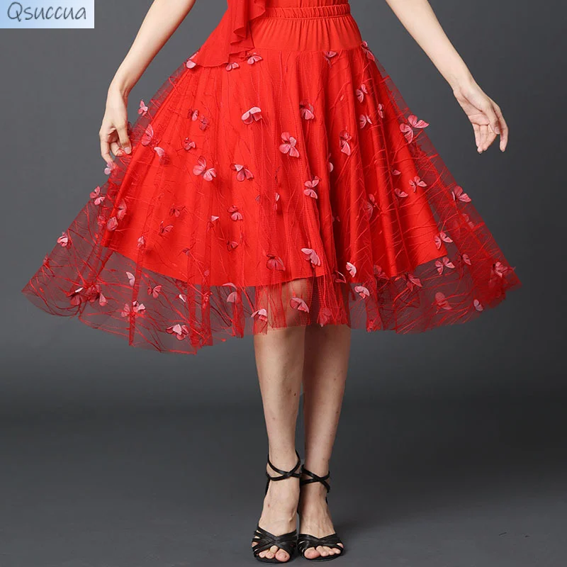 Latin Dance Rok Nieuwe Driestaps Dansrok Square Dance Oefen Grote Swing Performance Rok