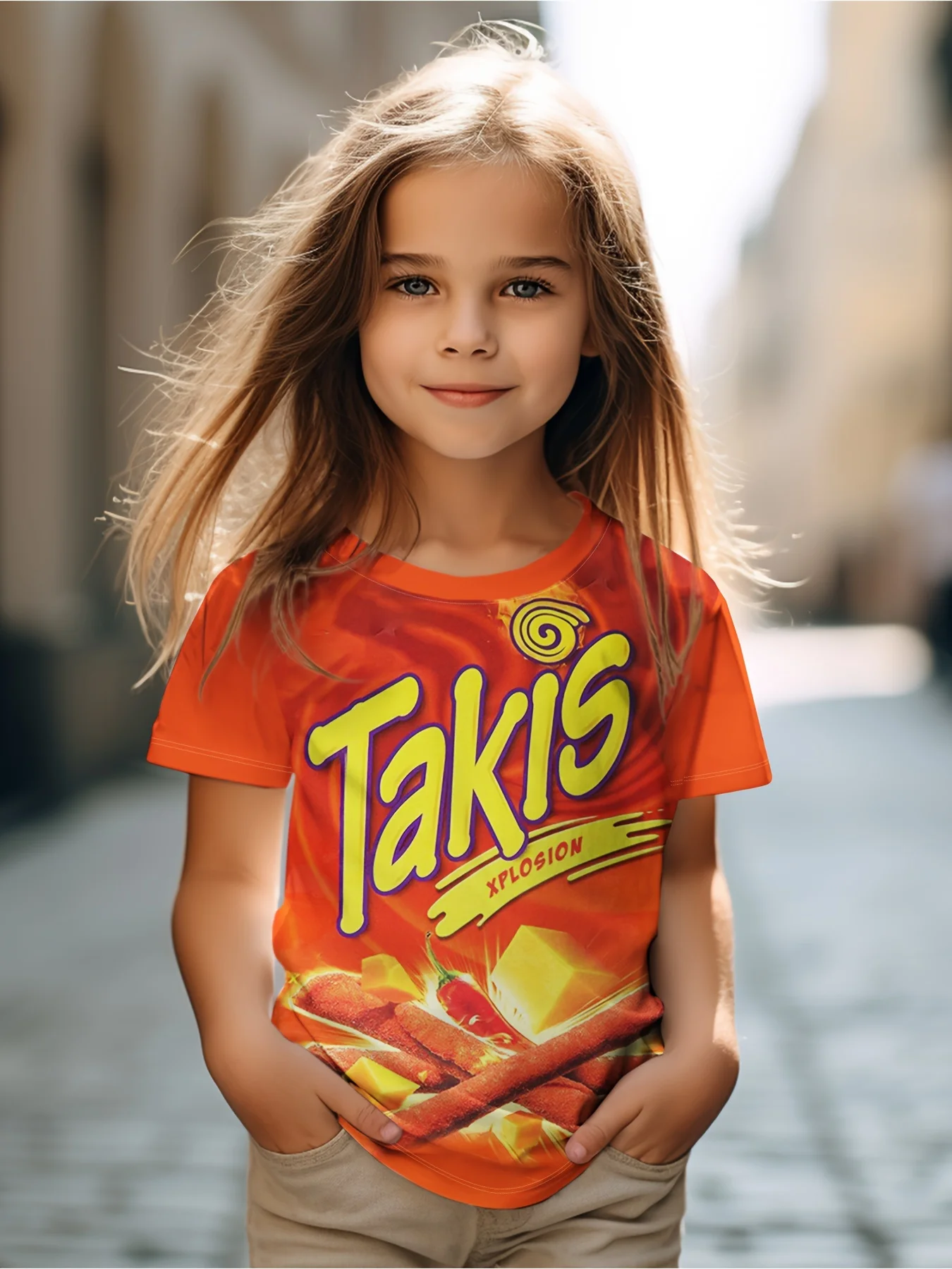 Yummy Potato Crisps Graphic Short Sleeve T-shirt Versatile Tees Pullover For Girls Summer Clothes