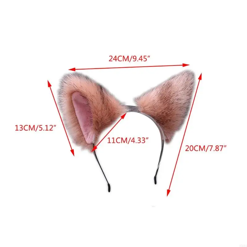 HXBA Realistic Cats Ear Furry Plush Headbands Japanese Hair Hoop Accessory for Anime Cosplays Carnivals Birthday Partie