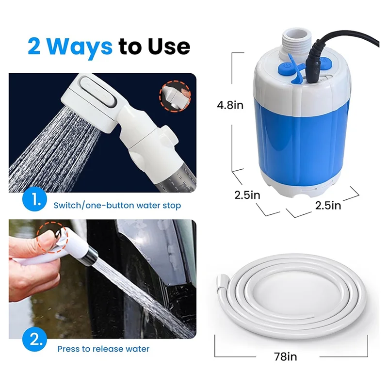 

НОВЫЙ-портативный душ для кемпинга, портативный электрический душ, перезаряжаемый электрический насос для душа для кемпинга, пеших прогулок, путешествий