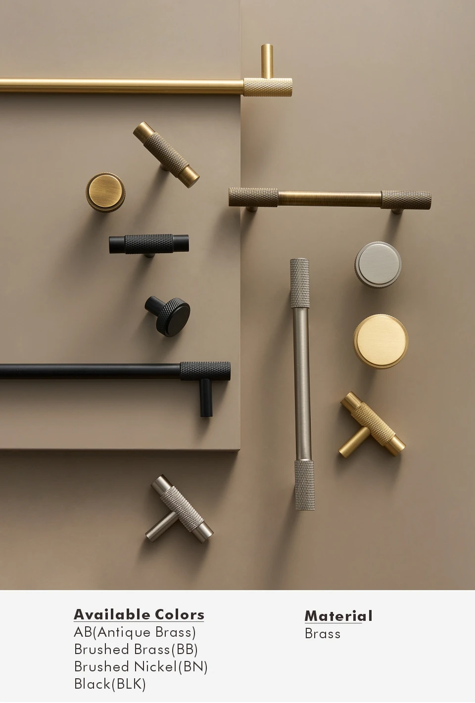 Nurlin Solid Brass Nickel Brushed Silver Knurled Classic Luxury kitchen Knobs Furniture Door Handle Available In Multiple Sizes