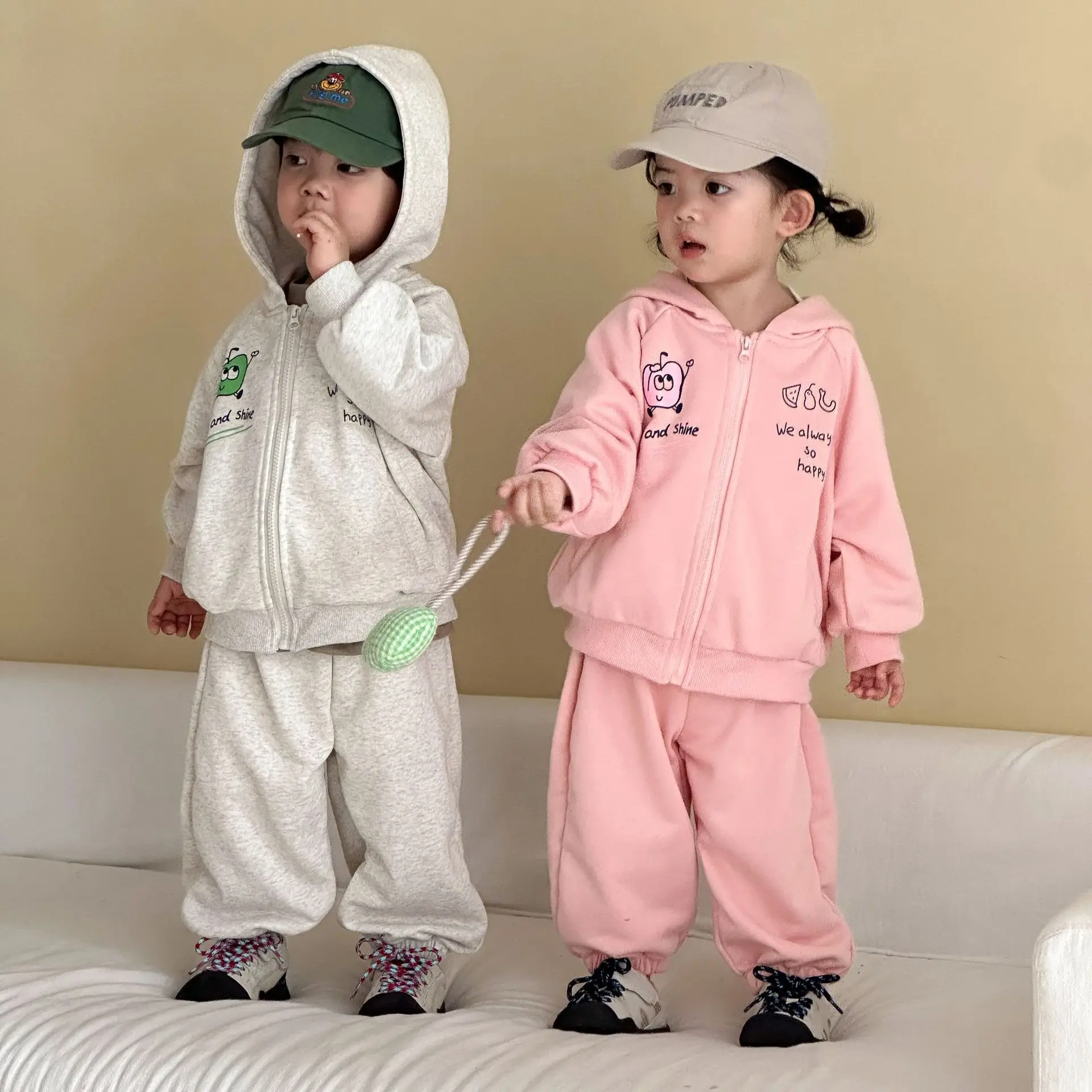 

2026 Spring New Children Long Sleeve Clothes Set Girls Cartoon Sweatshirt Hoodie + Pants 2pcs Suit Cotton Kids Casual Outfits