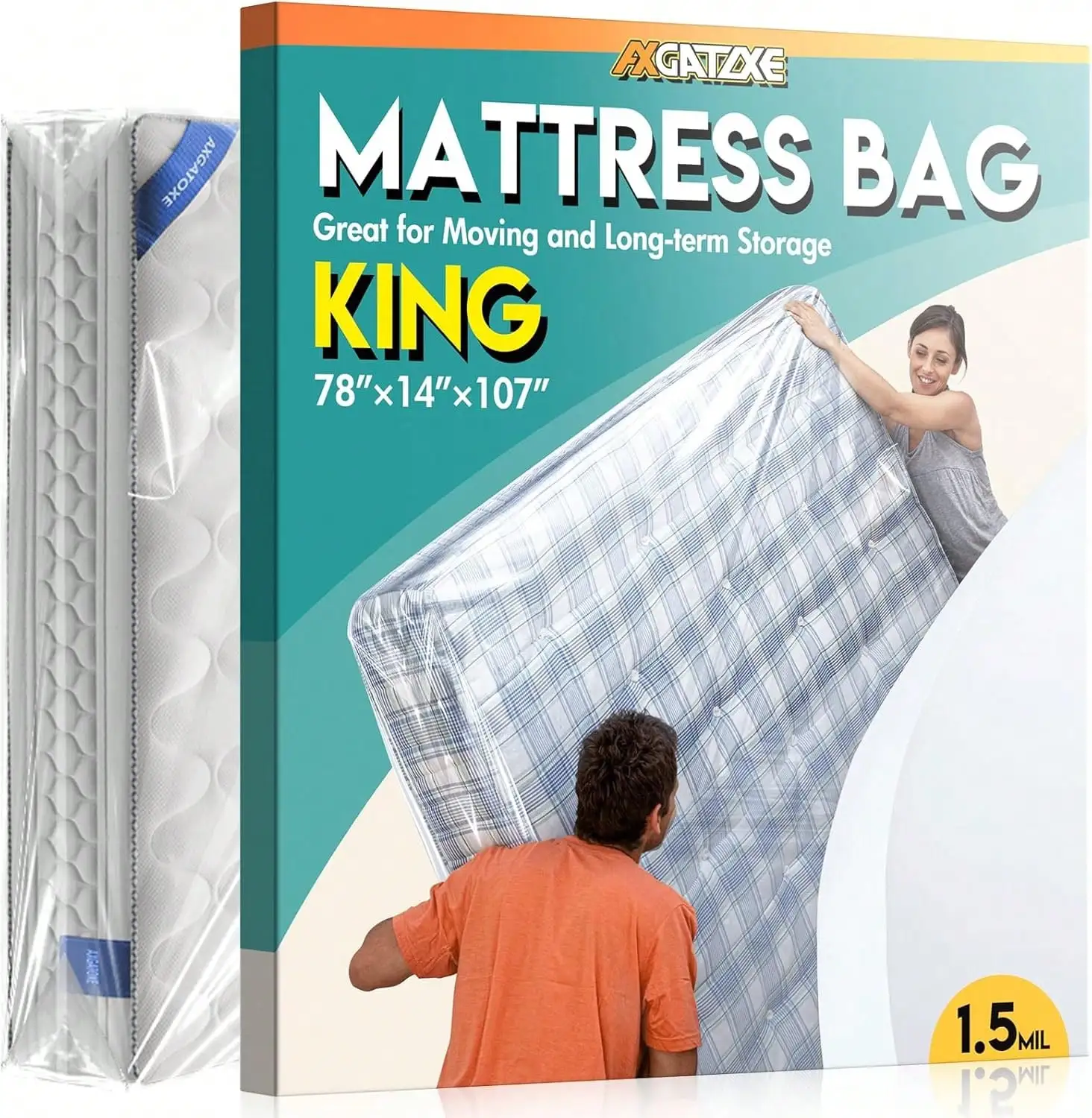 

Прочный пластиковый чехол для хранения матраса - размер King Size, толщина 1,5 мил