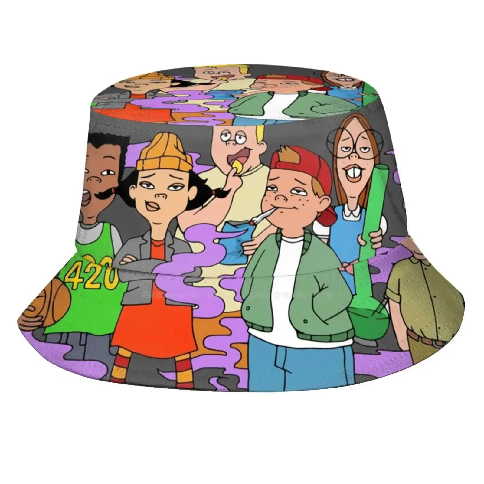 Recess Sun Cap Fisherman Hat Bucket Hats Recess Cartoon Spliff Joint Ganja Stoner Stoned Bong Smoke Smoking Munchies Pot