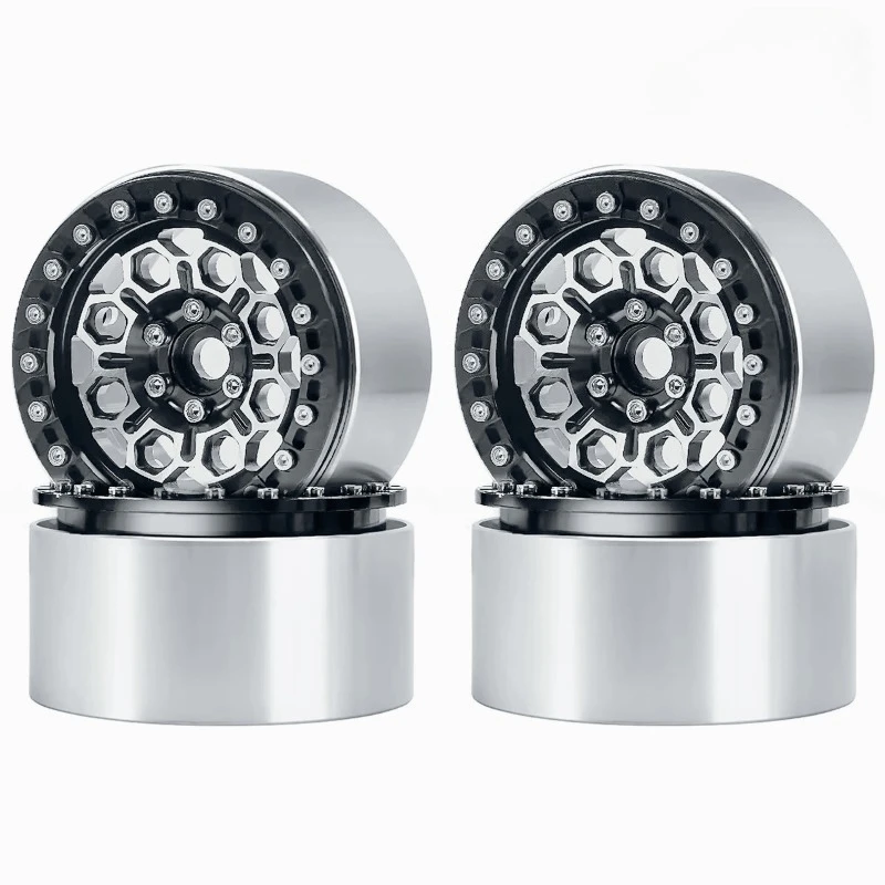 Cubo de roda de favo de mel de metal, 4 unidades, 2.2 polegadas, para carro crawler 1/10 1/8 rc trx4 defender axial scx10 rc4wd trx6 tanque 300 yk4083 cruz