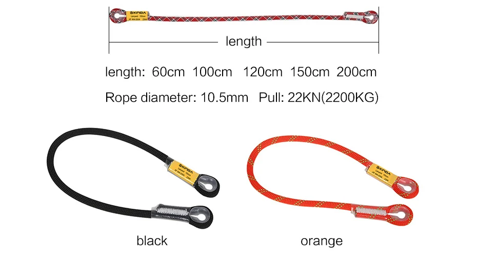 Xinda Professional Rock Climbing 10,5 mm statisches Lanyard, schützende Augenschlinge, Bergsteigerausrüstung – Detail 2