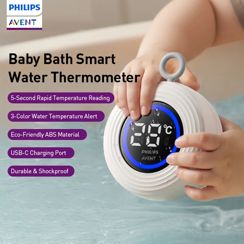 Philips Avent Digital Baby Bath Thermometer 5s Fast Read USB Rechargeable, ABS Safe Material Floating Water Temp Gauge for Kids