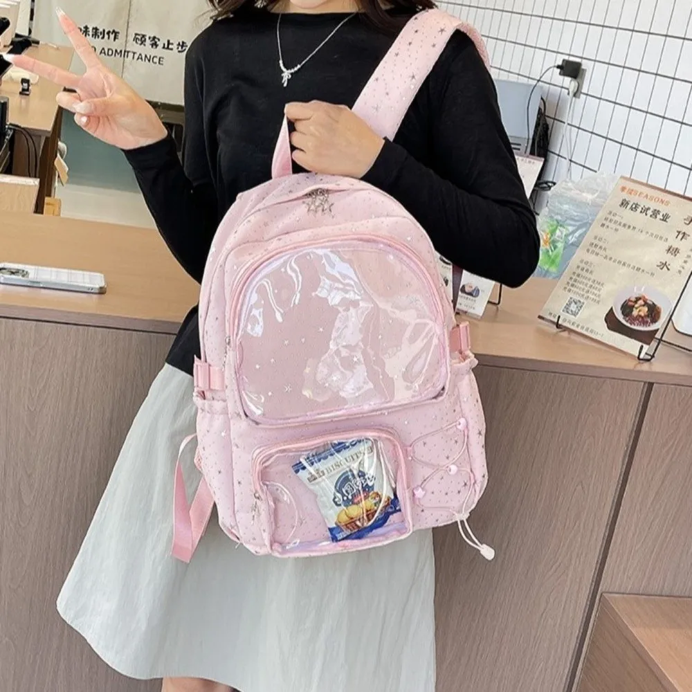 Sweet Oxford Cloth Star Backpack Print Jk Students School Bag Japanese Style College Style Transparent Itabag School