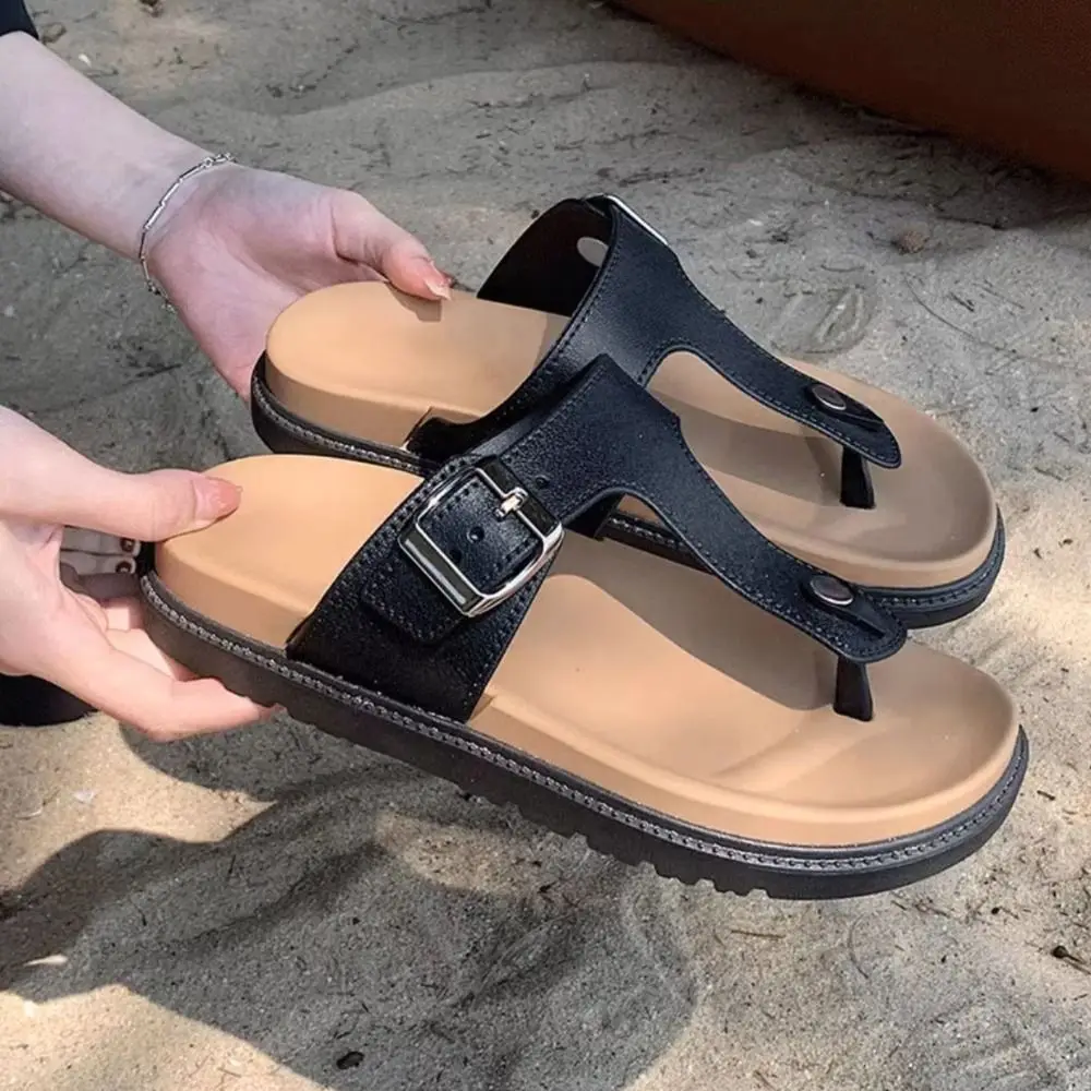 Fashion Platform Beach Flip Flops PVC Casual Thick Soled Slippers Streetwear Shoes Anti Slip Slippers Women Beach