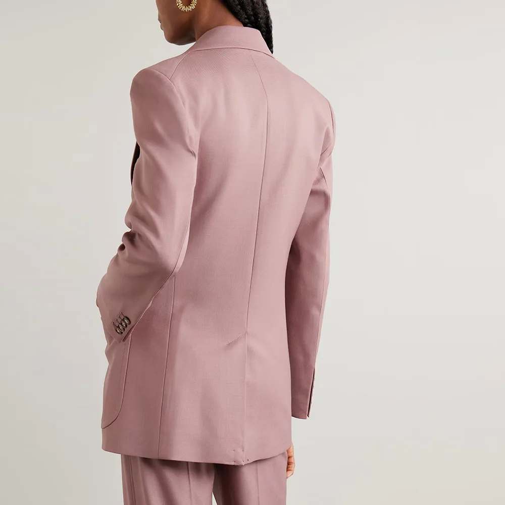 우아한 여성 투피스 수트 세트 싱글 브레스티드 노치 라펠 재킷 와이드 레그 팬츠 세트 오피스 연회 여성 의류