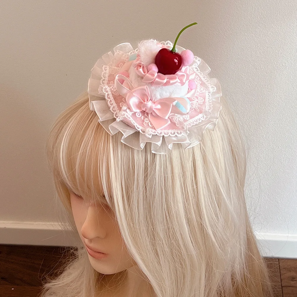 Cherry Lolita Lolita Cute Bow Lace Hairpin Top Hat Lo Niang Dress Up Birthday Hat